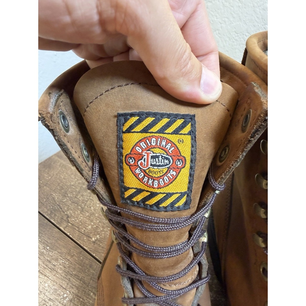 Justin Conductor Work Boots 8" Electrical Soft Toe Work 760 USA Mens Sz 10 EE - Picture 5 of 10